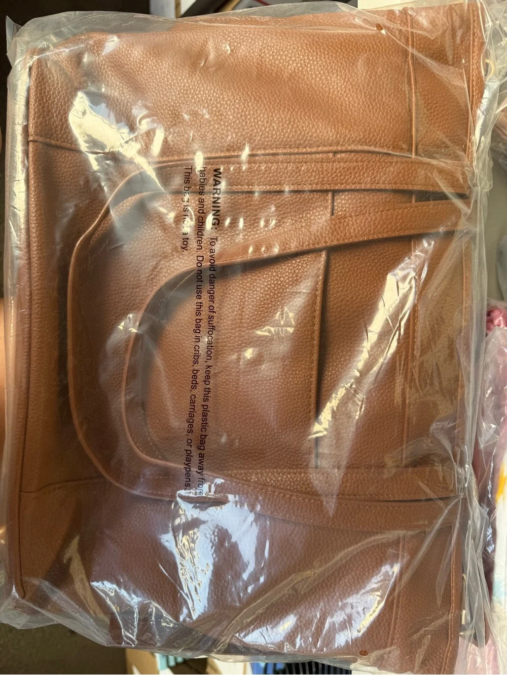 Everyday Brown Leather Tote Bag with Shoulder Straps